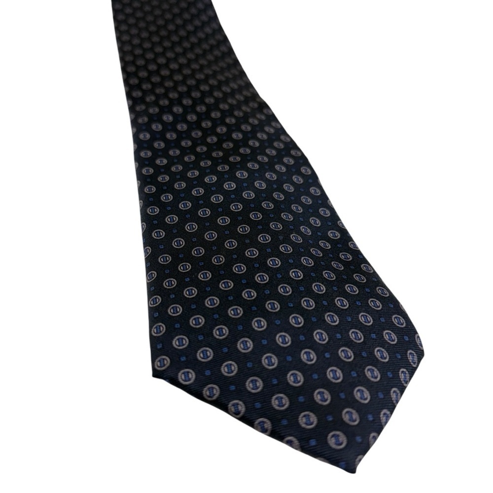 Vintage Christian Dior Cravates Navy Blue Pattern 100% All Silk Tie Paris NY